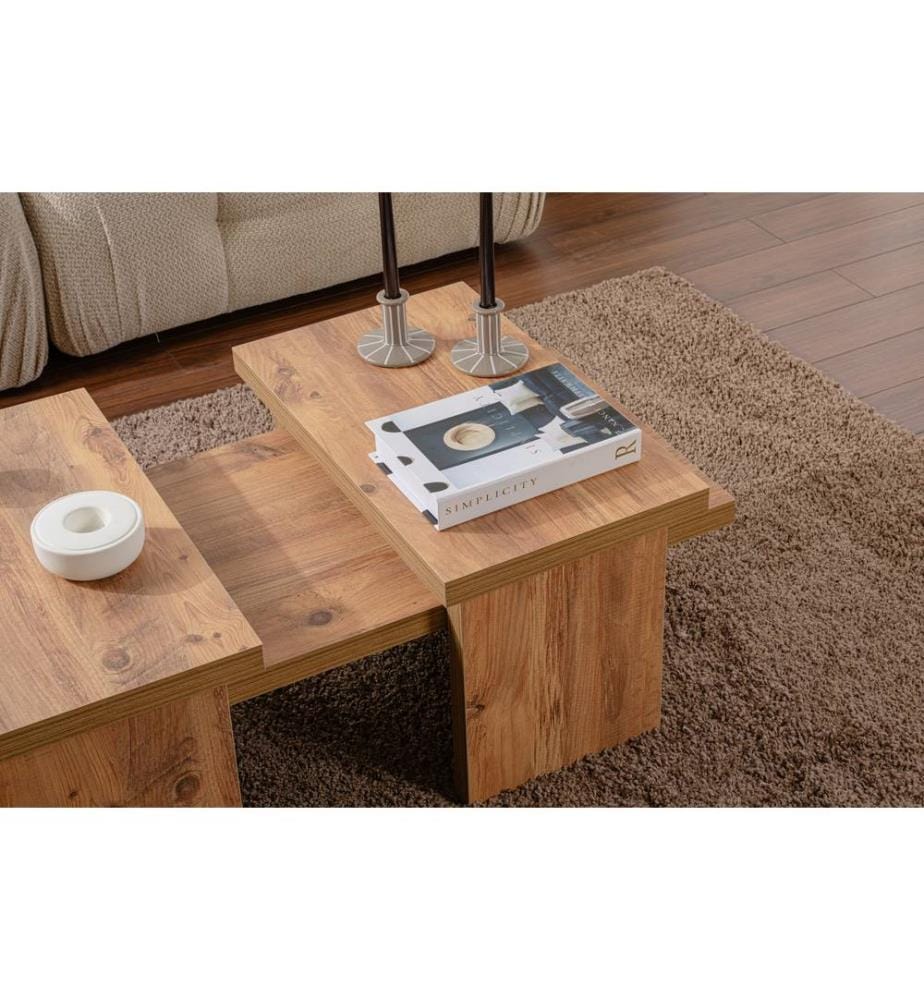 Table basse, pin de l'Atlantique, panneau de particules 100 % recouvert de mélamine