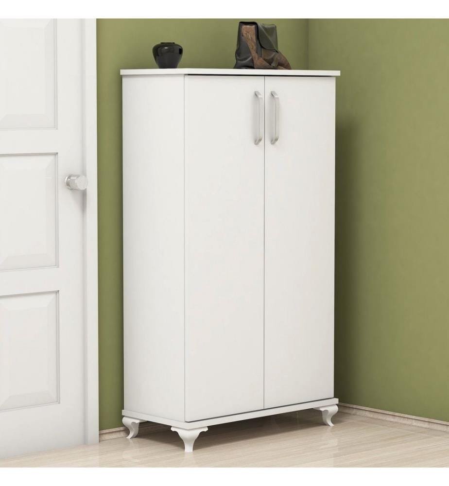 Schuhschrank, weiss, melaminbeschichtete Spanplatte