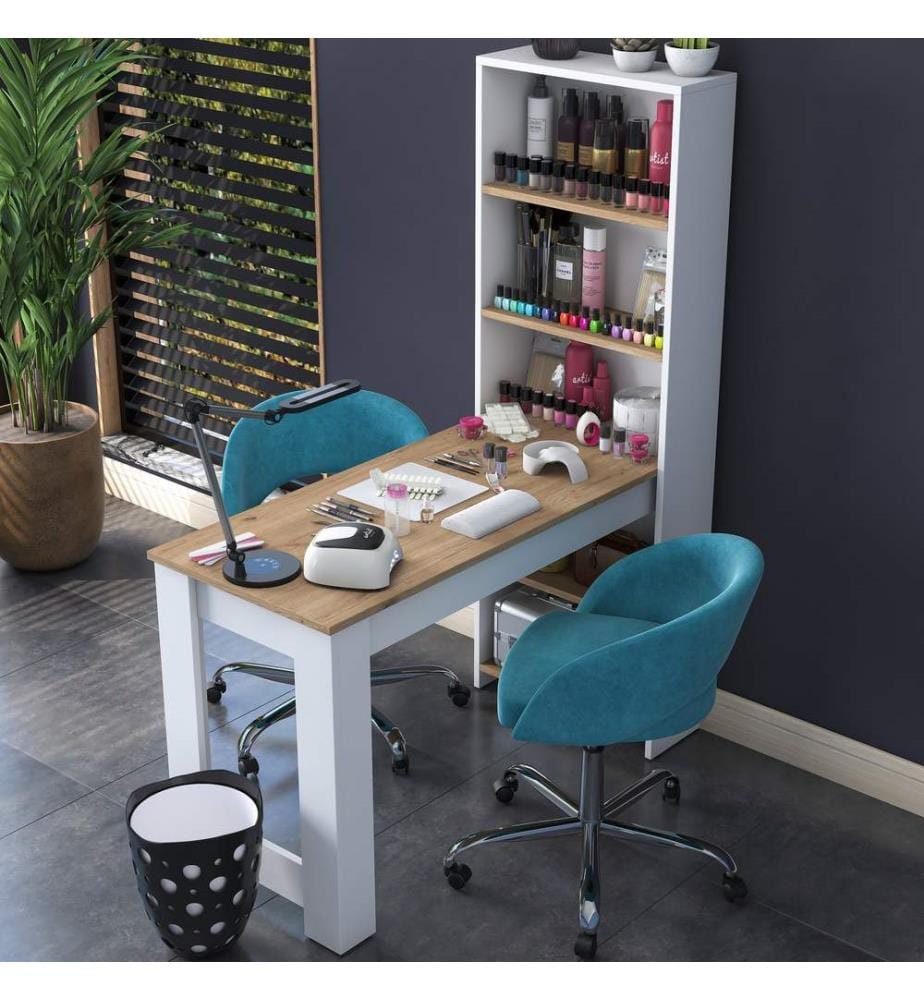 Coiffeuse, noyer, blanc, panneaux de particules mélaminés