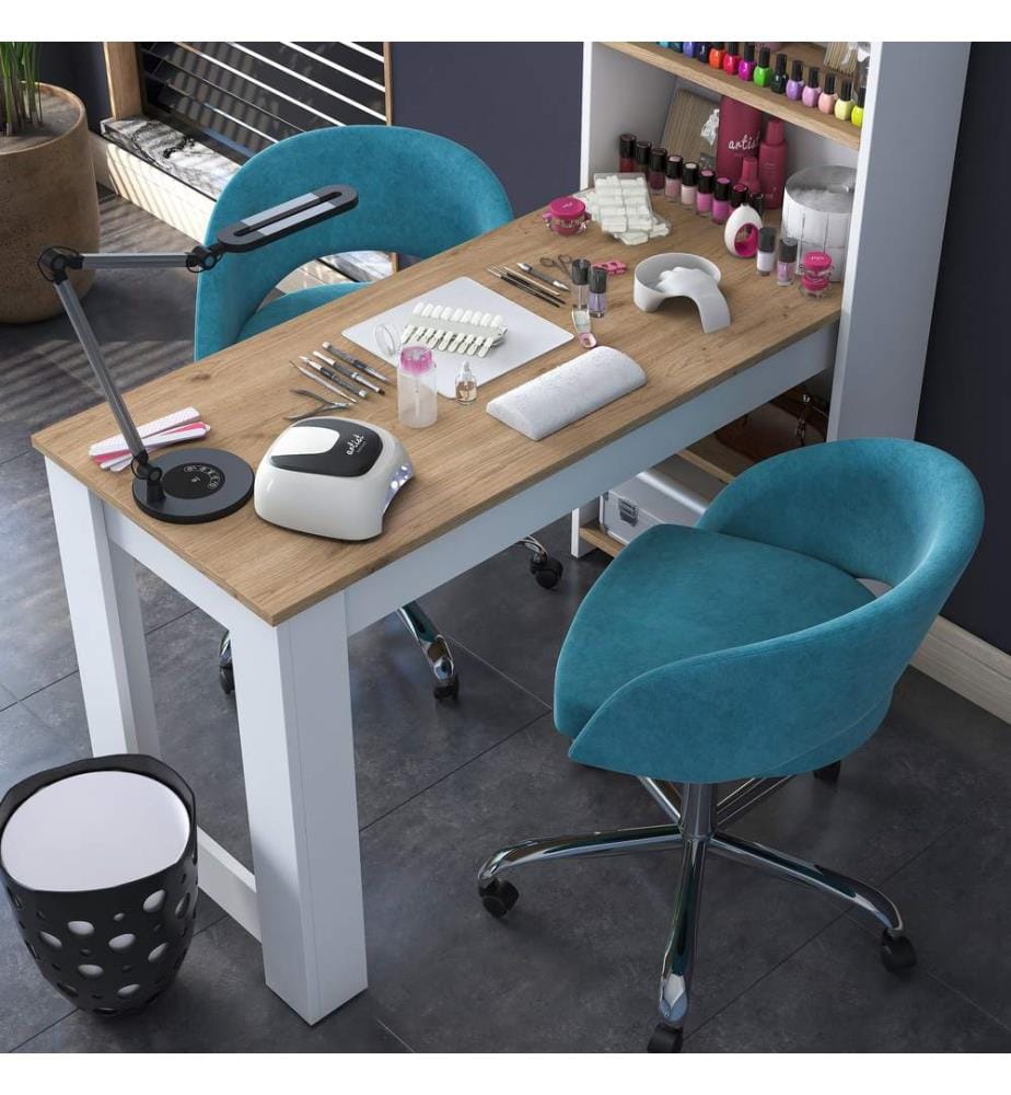 Coiffeuse, noyer, blanc, panneaux de particules mélaminés