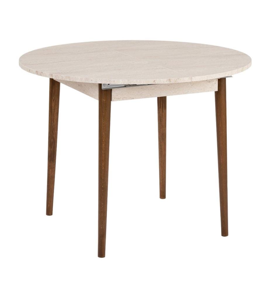 Extendable Dining Table, Travertine, Walnut, 100% MELAMINE COATED PARTICLE BOARD