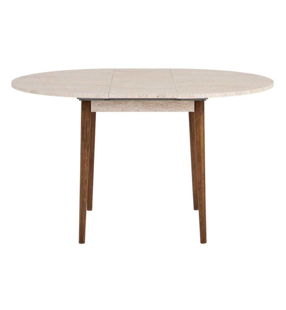 Extendable Dining Table, Travertine, Walnut, 100% MELAMINE COATED PARTICLE BOARD