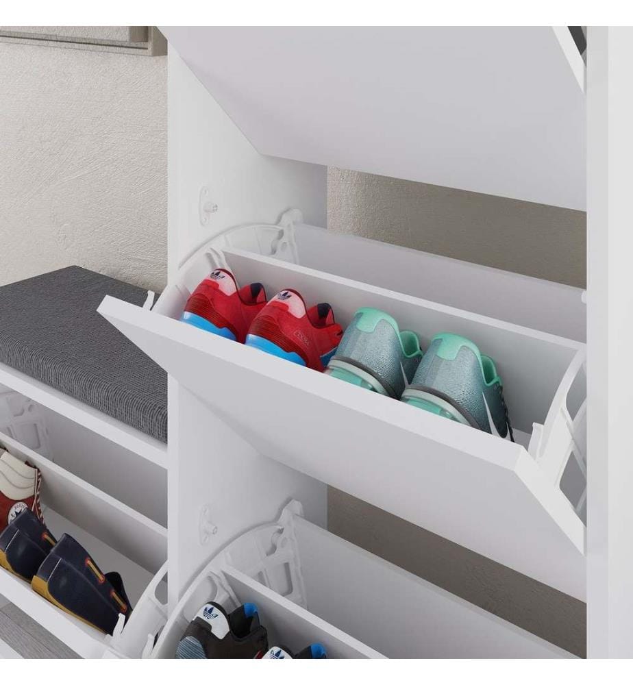 Schuhschrank, weiss, melaminbeschichtete Spanplatte