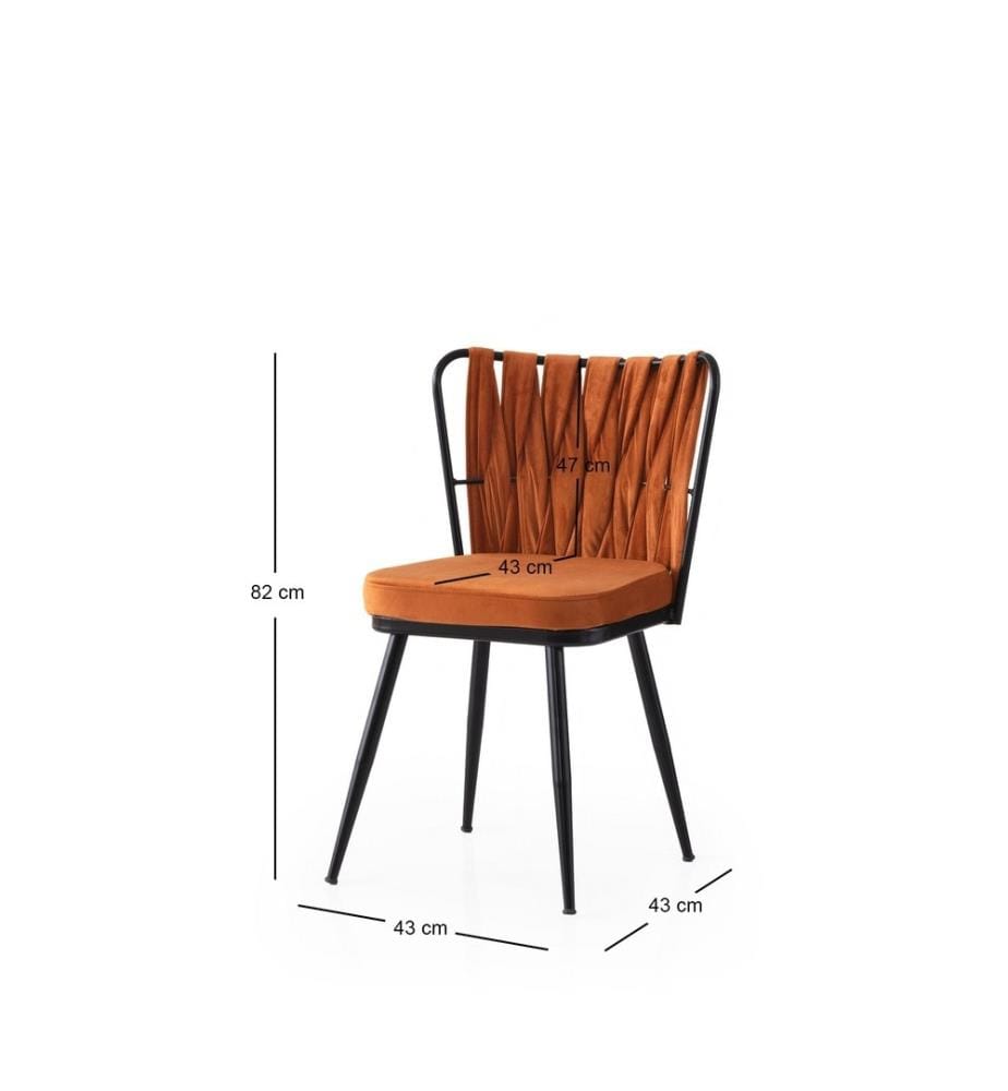 Ensemble de chaises, 4 pièces, noir, orange, structure 