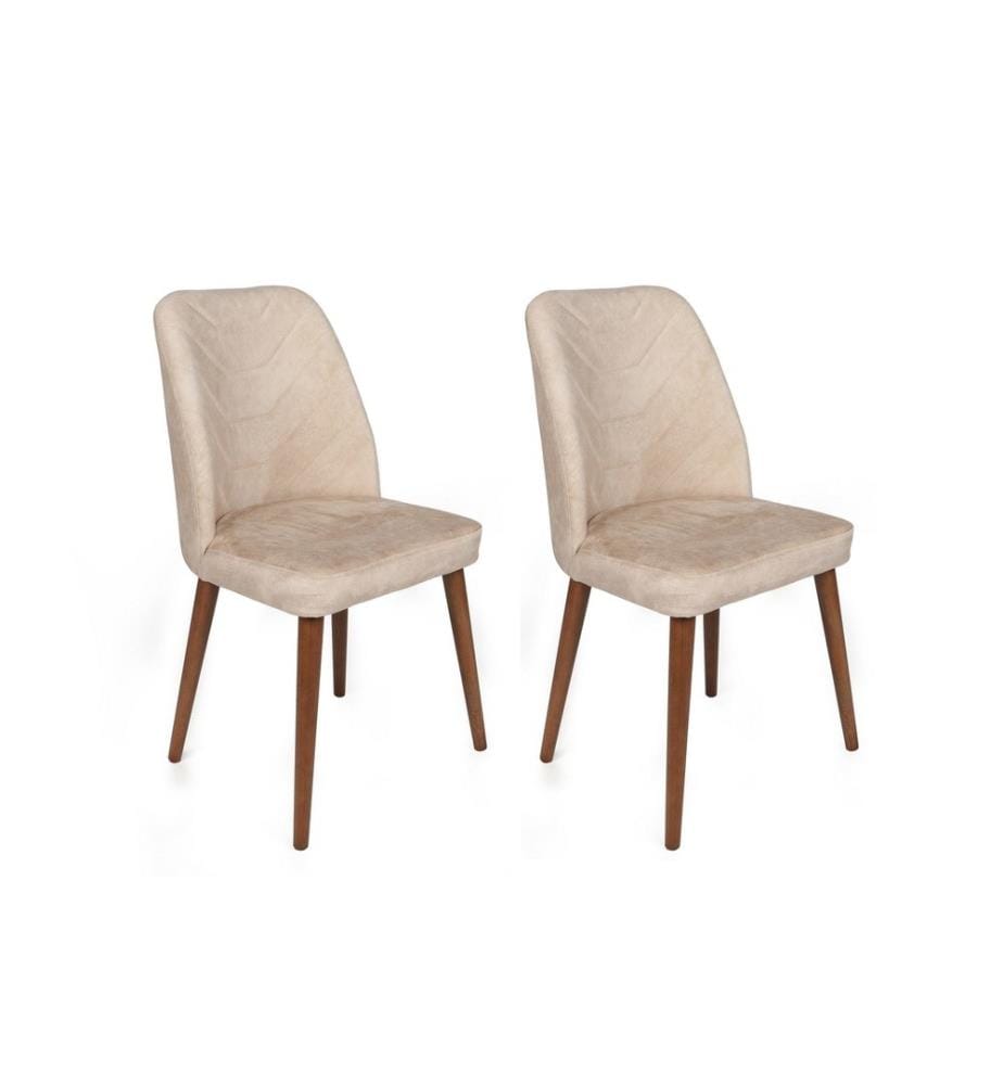 Ensemble de chaises, 4 pièces, beige, noyer, structure 