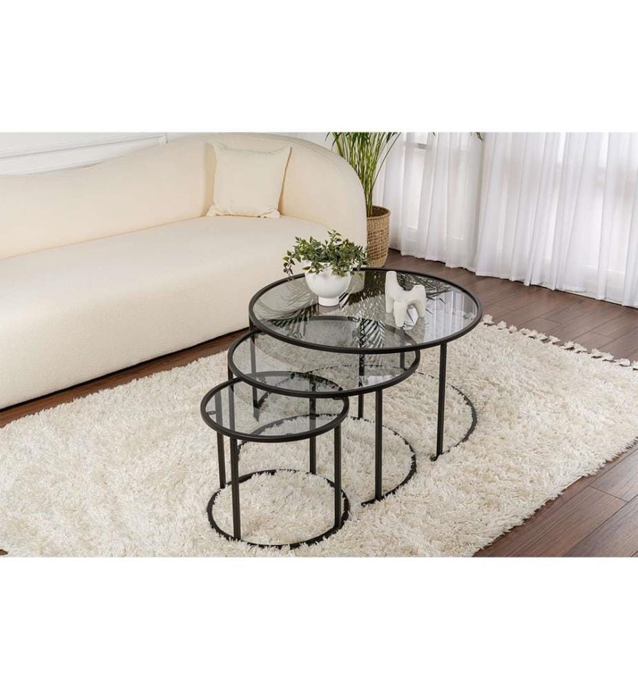 Ensemble table basse, noir, gris, verre trempé 100 %, structure 