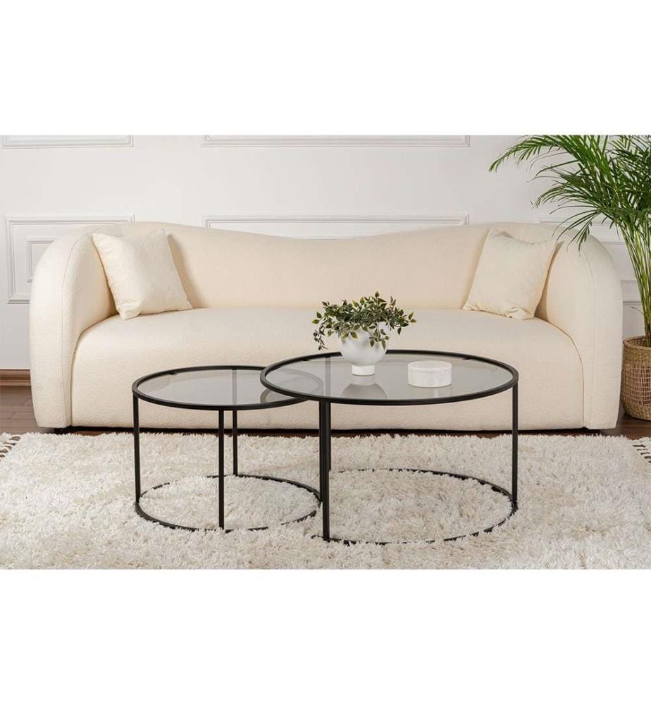 Ensemble table basse, noir, gris, verre trempé 100 %, structure 