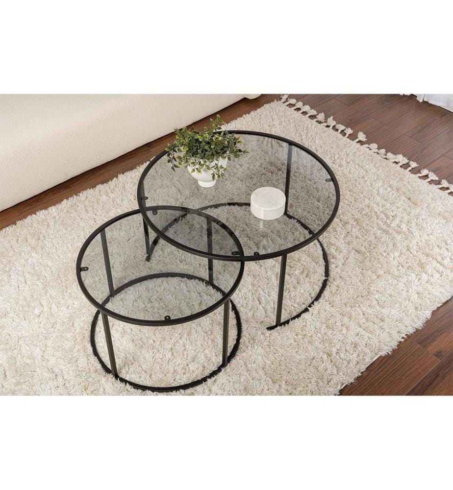 Ensemble table basse, noir, gris, verre trempé 100 %, structure 
