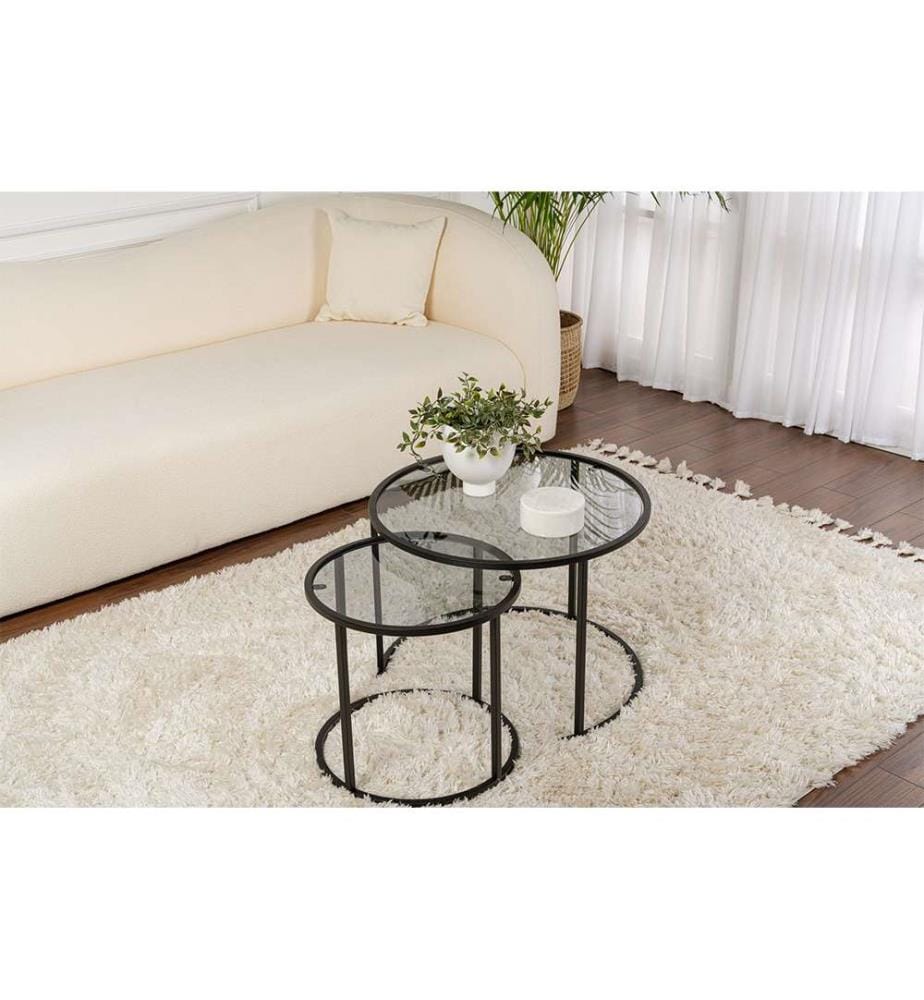 Ensemble table basse, noir, gris, verre trempé 100 %, structure 