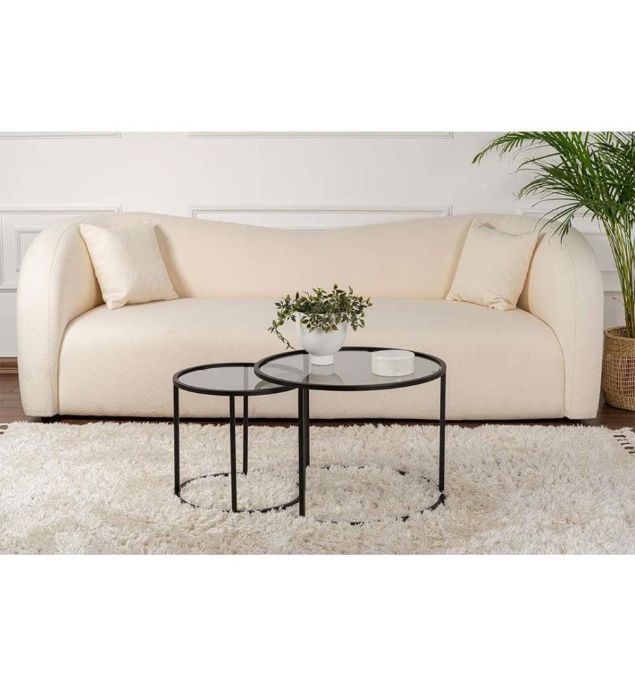 Ensemble table basse, noir, gris, verre trempé 100 %, structure 