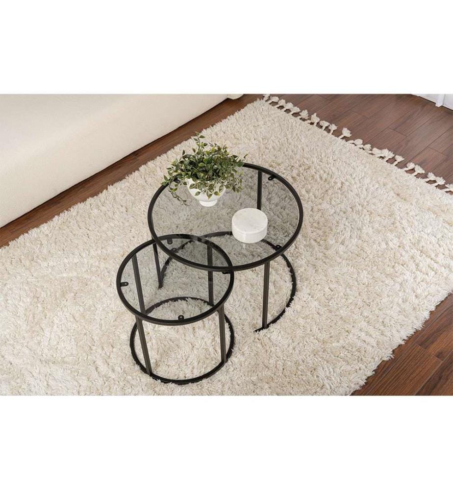 Ensemble table basse, noir, gris, verre trempé 100 %, structure 