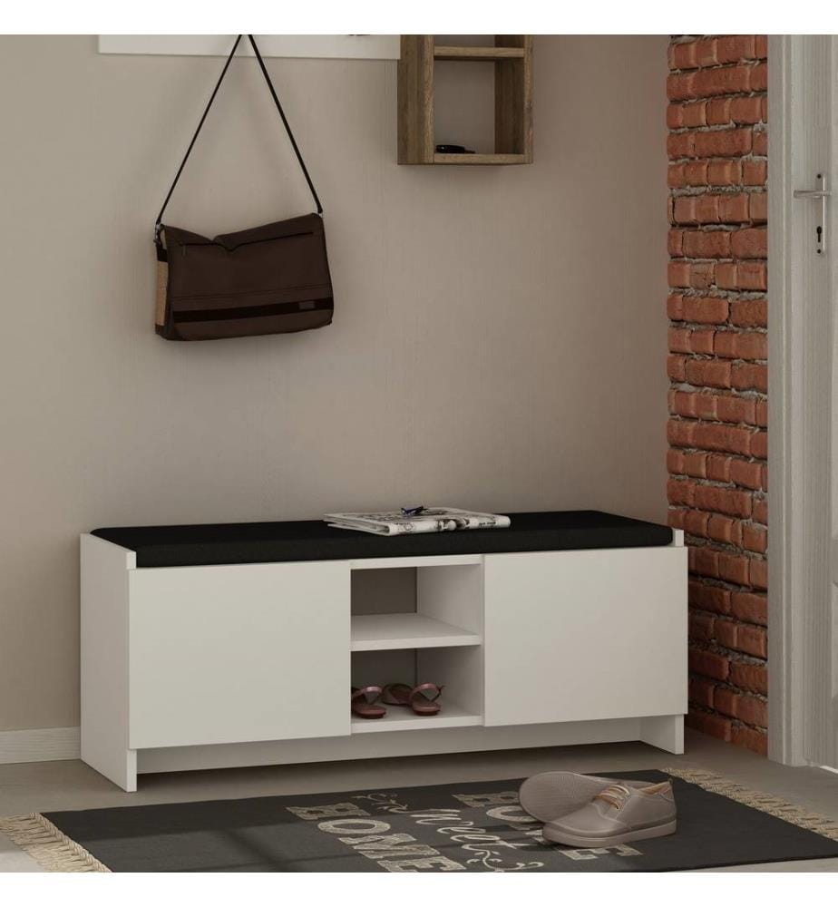 Schuhschrank, weiss, melaminbeschichtete Spanplatte