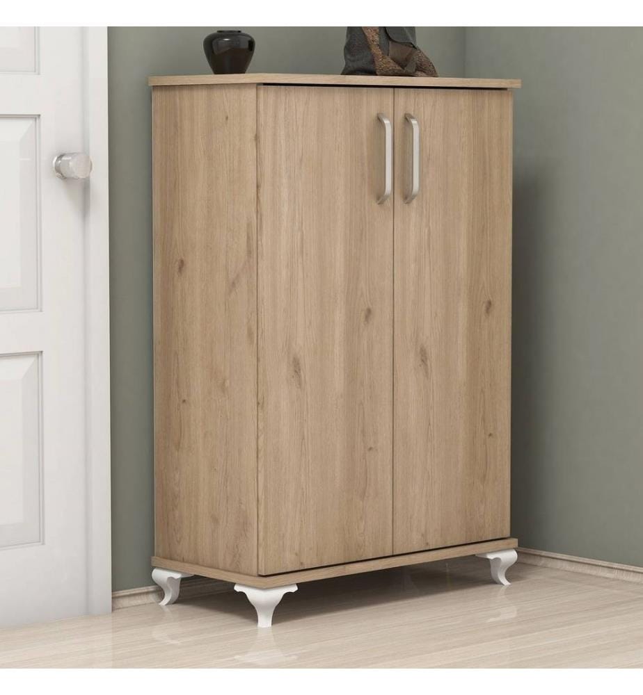 Schuhschrank, Walnuss, melaminbeschichtete Spanplatte