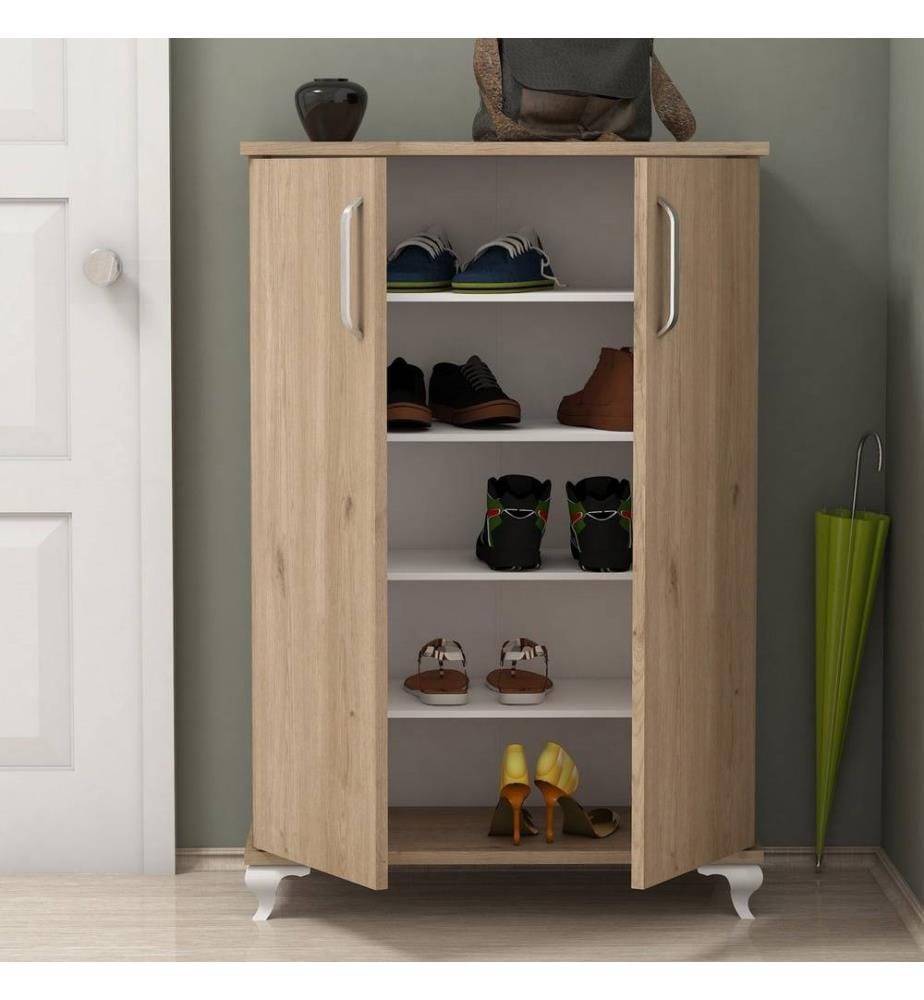 Schuhschrank, Walnuss, melaminbeschichtete Spanplatte