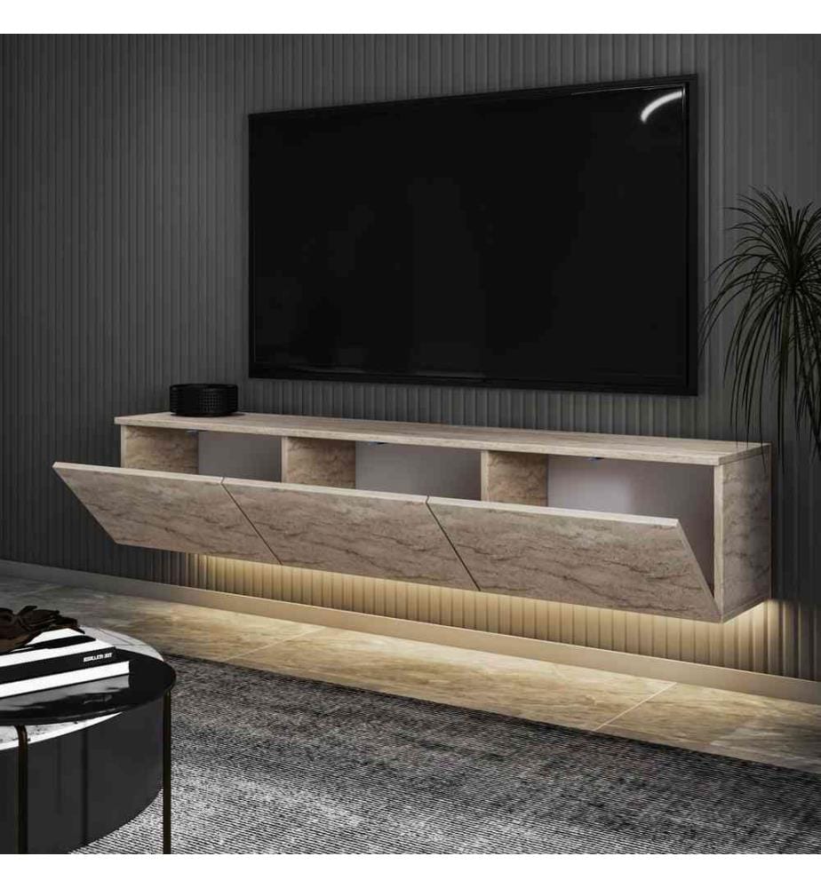TV-Ständer, Travertin, 100 % melaminbeschichtete Spanplatte