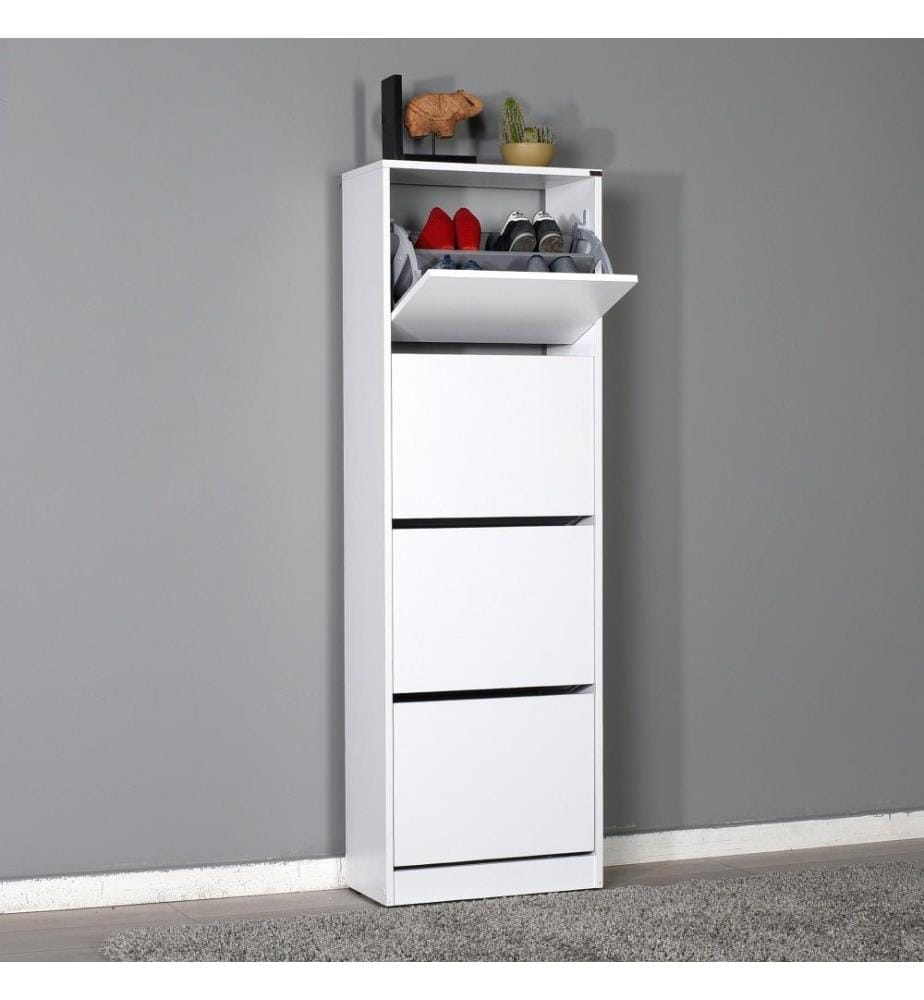 Schuhschrank, weiss, melaminbeschichtete Spanplatte