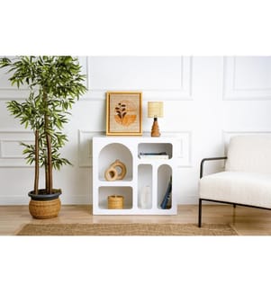 Console, blanche, panneau de particules 100% recouvert de mélamine