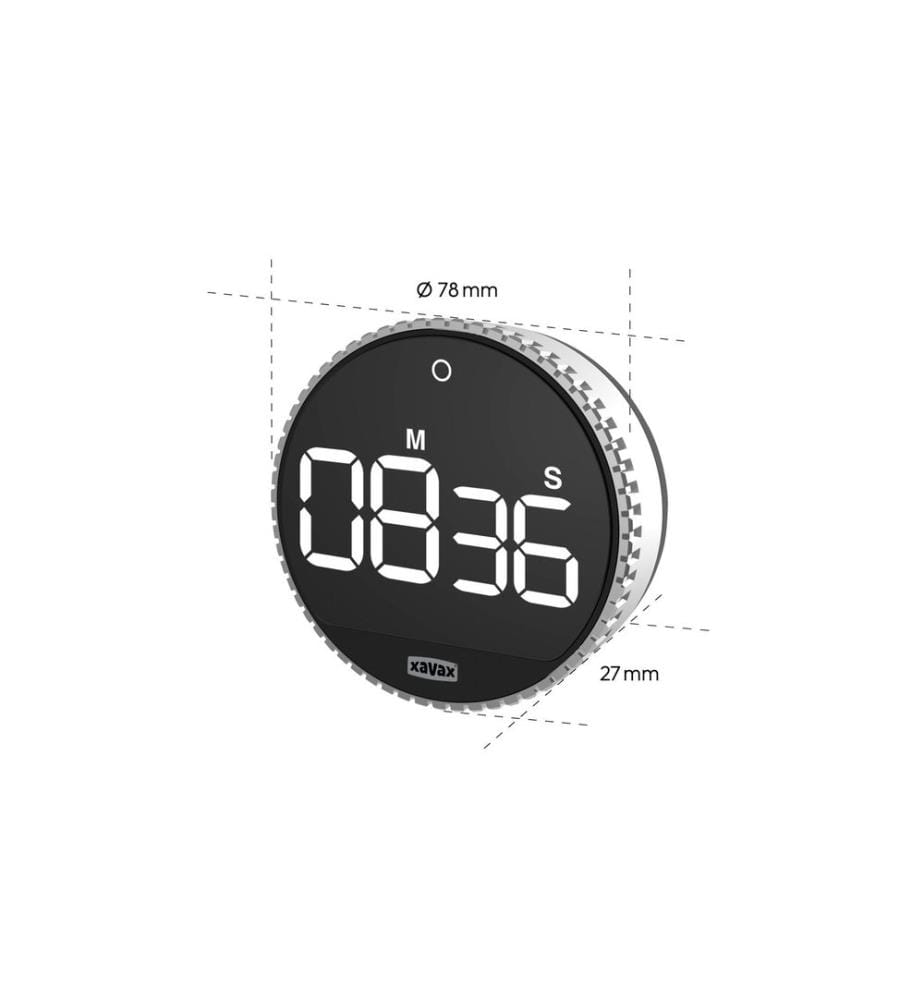 XAVAX - Minuteur de cuisine Rotation, argent / noir