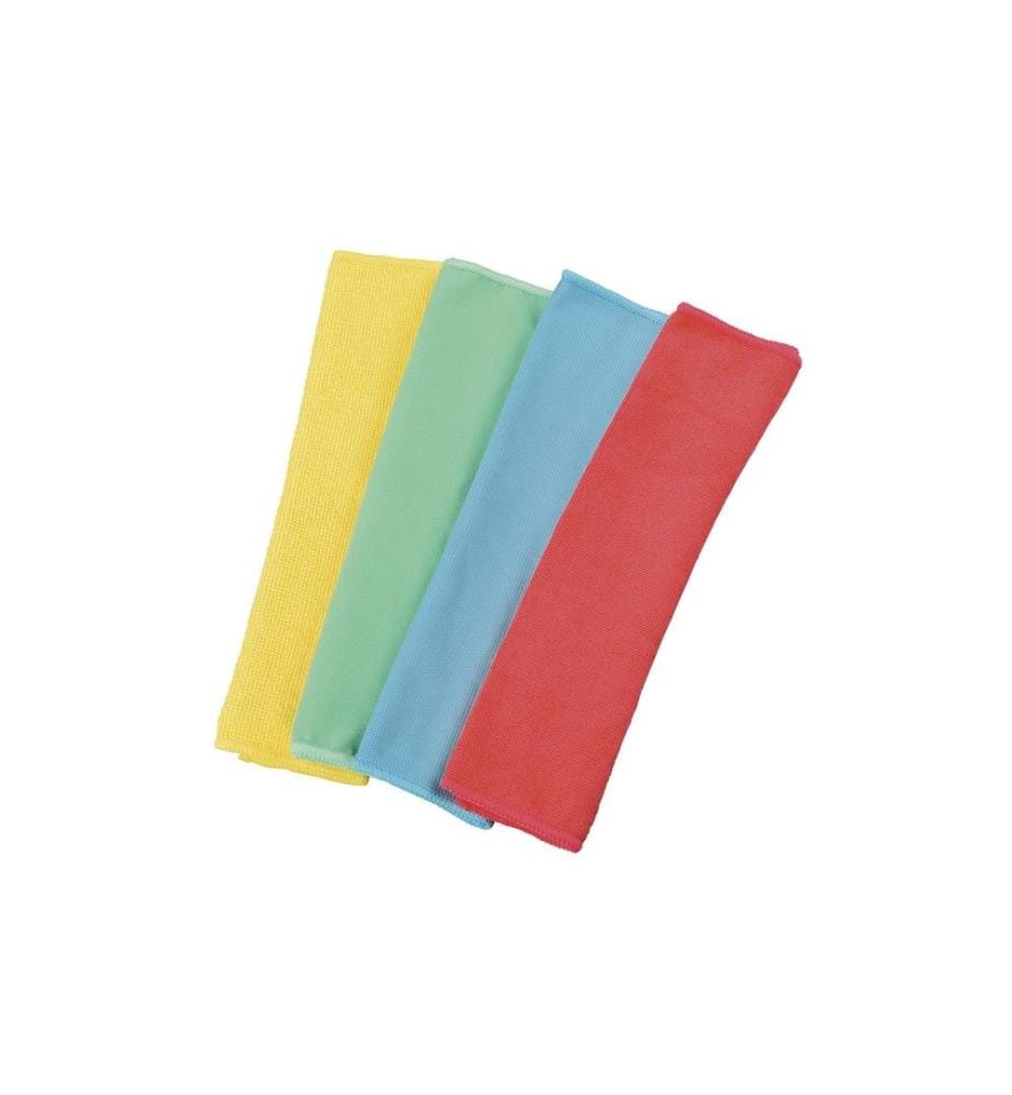 XAVAX - Chiffon de nettoyage en microfibre 4 Pièce/s, Bleu/Jaune/Vert/Rouge