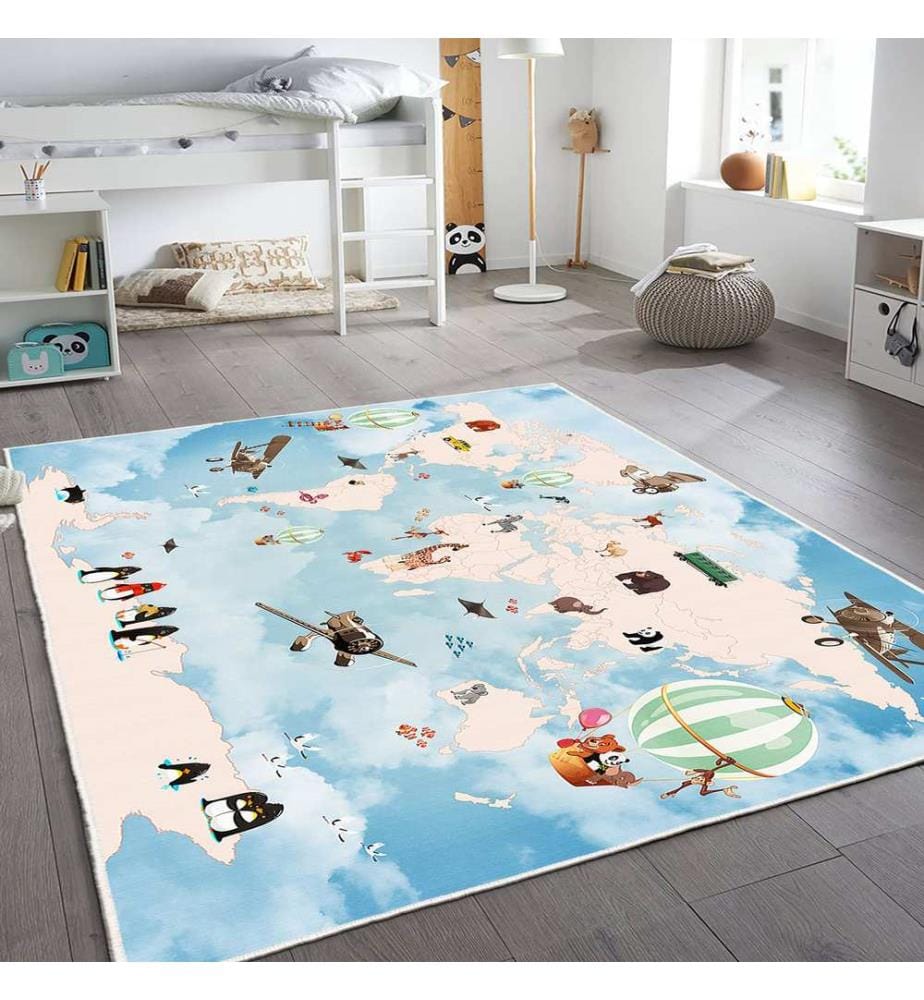 Tapis, 60 x 100, bleu, 100% POLYESTER