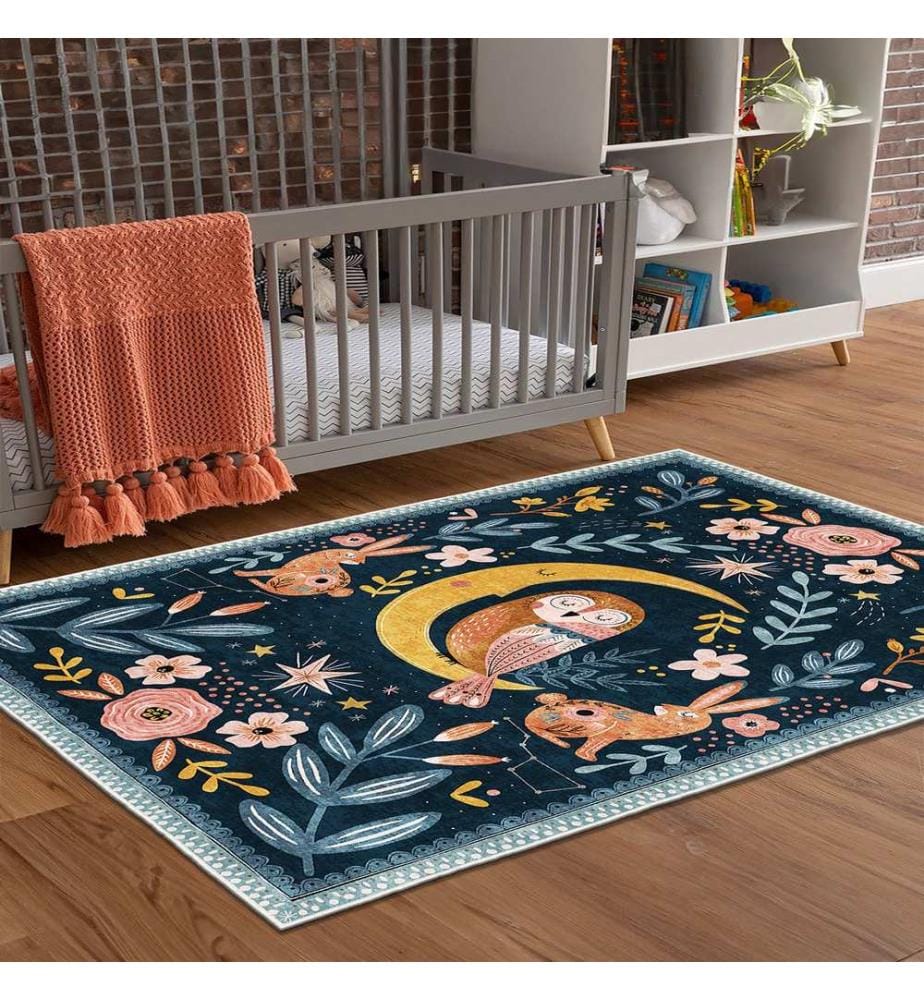 Tappeto, 140 x 220 cm, blu navy, 100% poliestere