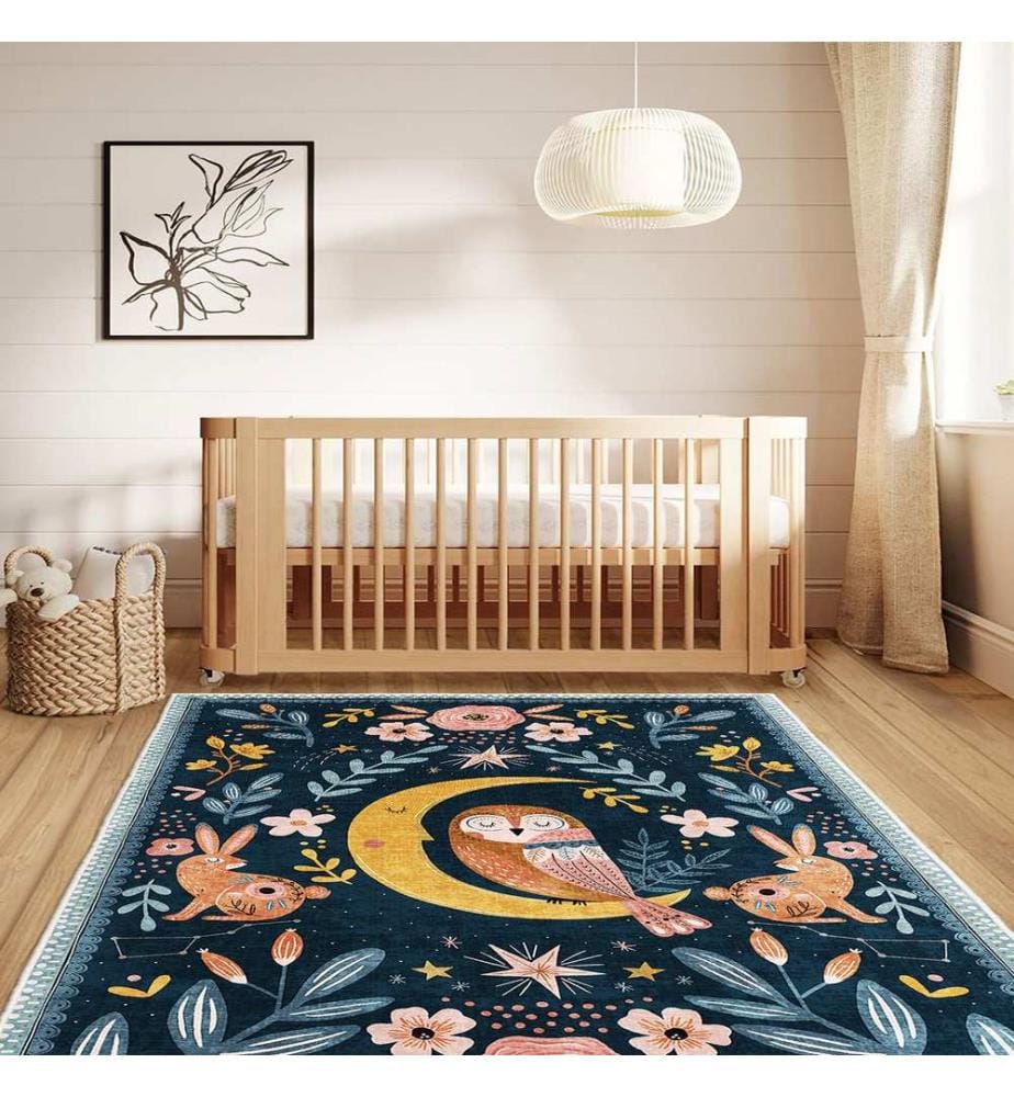 Tappeto, 100 x 150, blu navy, 100% poliestere