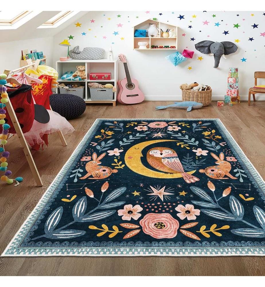 Tappeto, 80 x 150 cm, blu navy, 100% poliestere