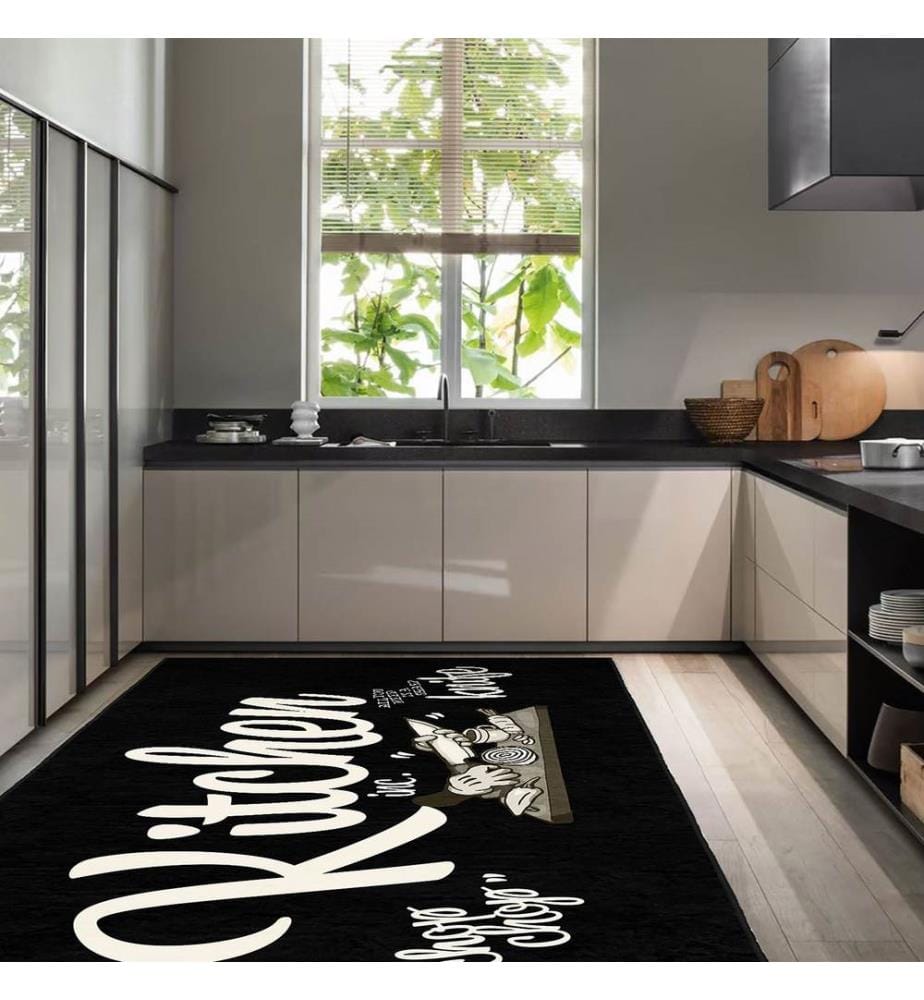 Teppich, 80 x 150 cm, Schwarz, 100 % Polyester