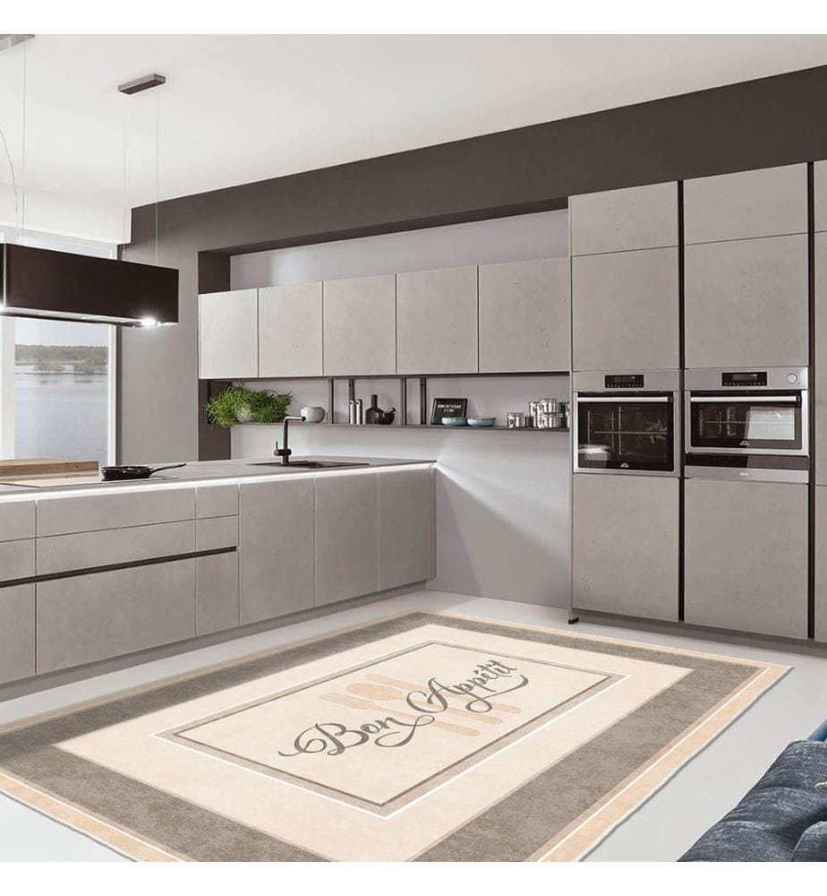 Tappeto, 80 x 300 cm, color crema, 100% poliestere