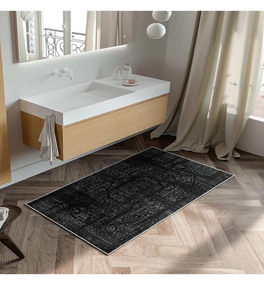 Teppich, 80 x 150 cm, Schwarz, 100 % Polyester