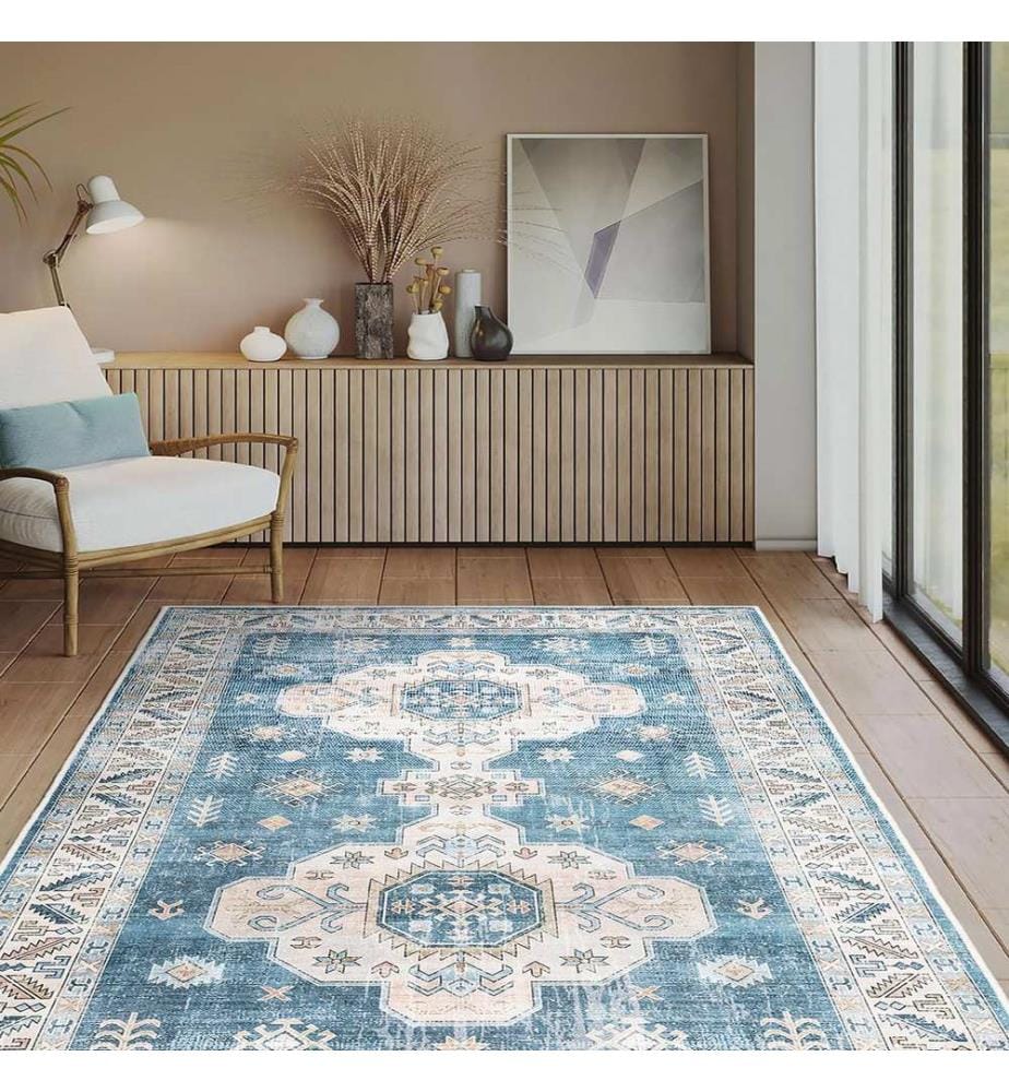 Teppich, 40 x 60, Blau, 100 % Polyester