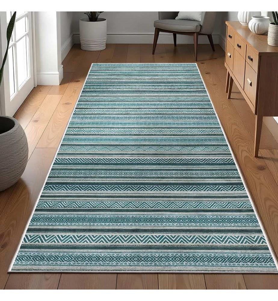 Tappeto, 100 x 300, blu, 100% poliestere