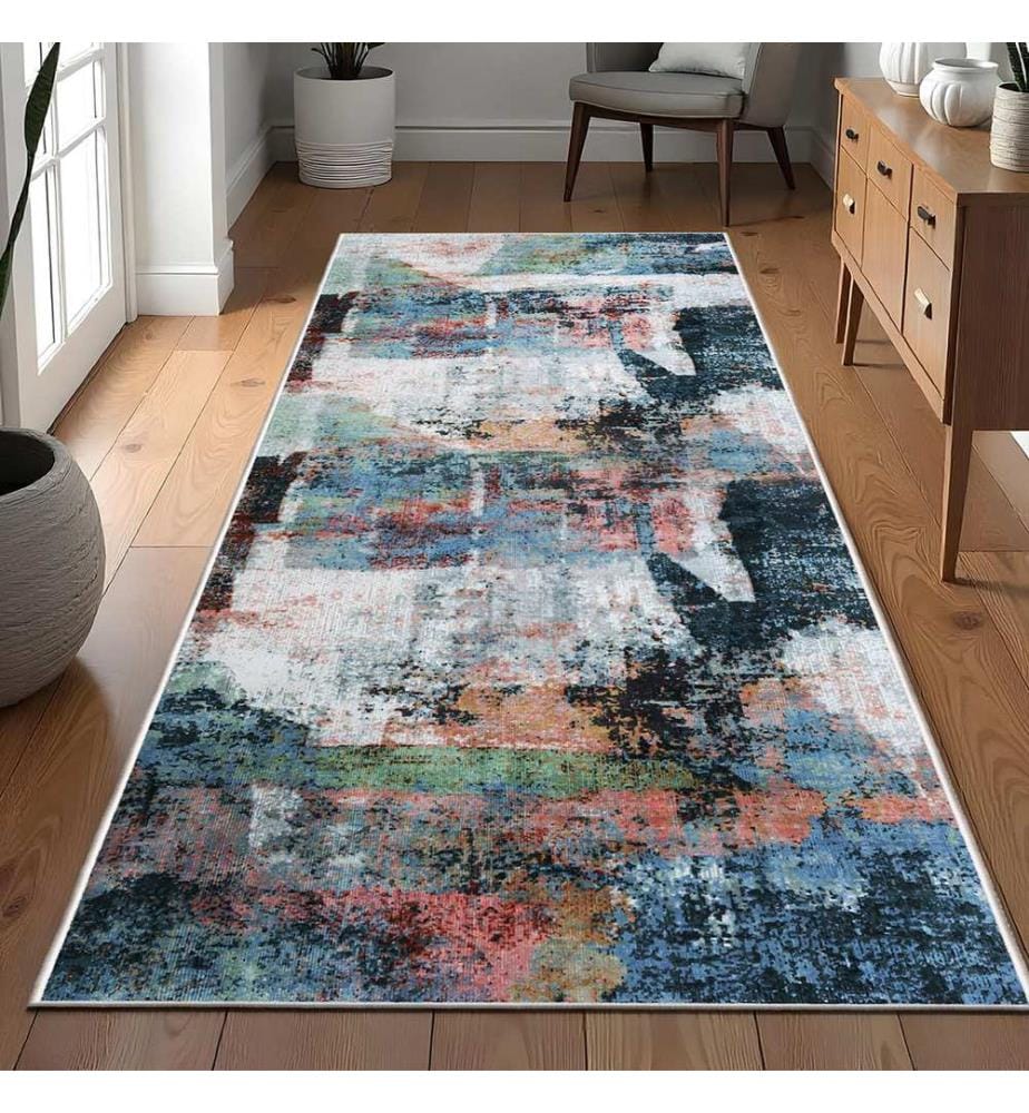 Teppich, 80 x 300 cm, mehrfarbig, 100 % Polyester
