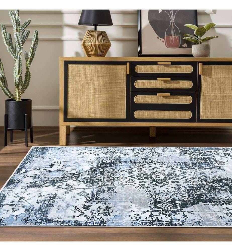 Tappeto, 80 x 200 cm, blu, 100% poliestere