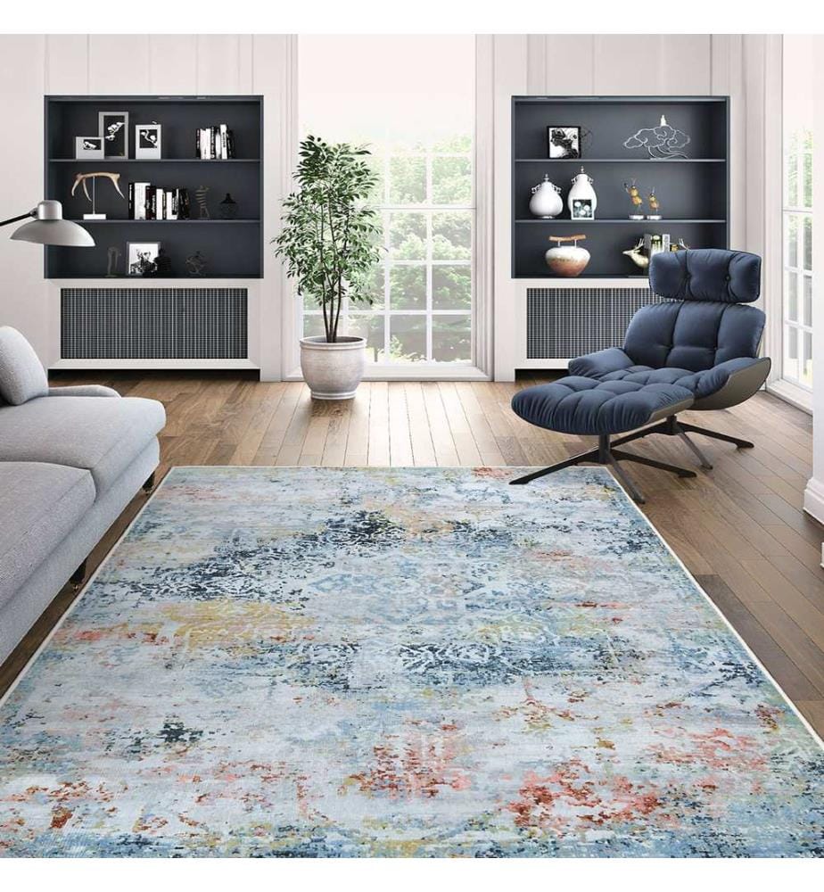 Tappeto, 80 x 120 cm, blu, 100% poliestere