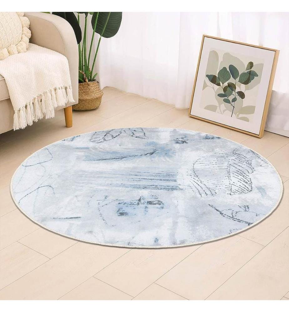 Tapis, 110 x 110, bleu, 100% POLYESTER