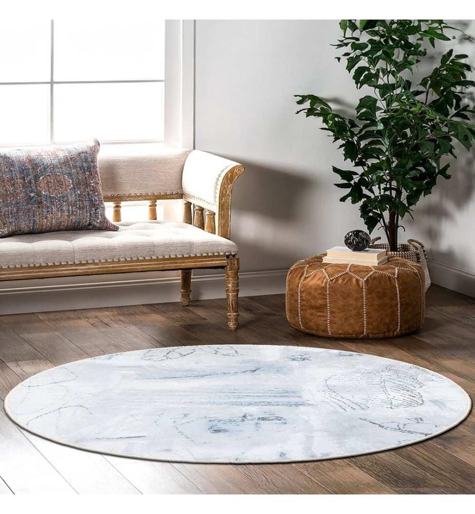 Tapis, 110 x 110, bleu, 100% POLYESTER