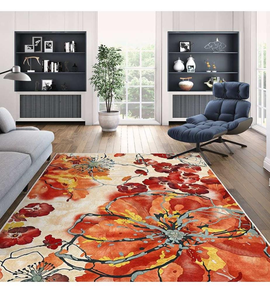 Tappeto, 140 x 220 cm, arancione, 100% poliestere