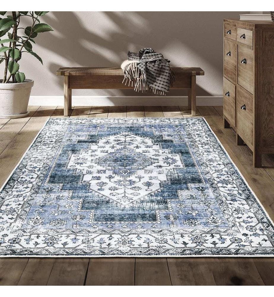 Tappeto, 100 x 300, blu, 100% poliestere