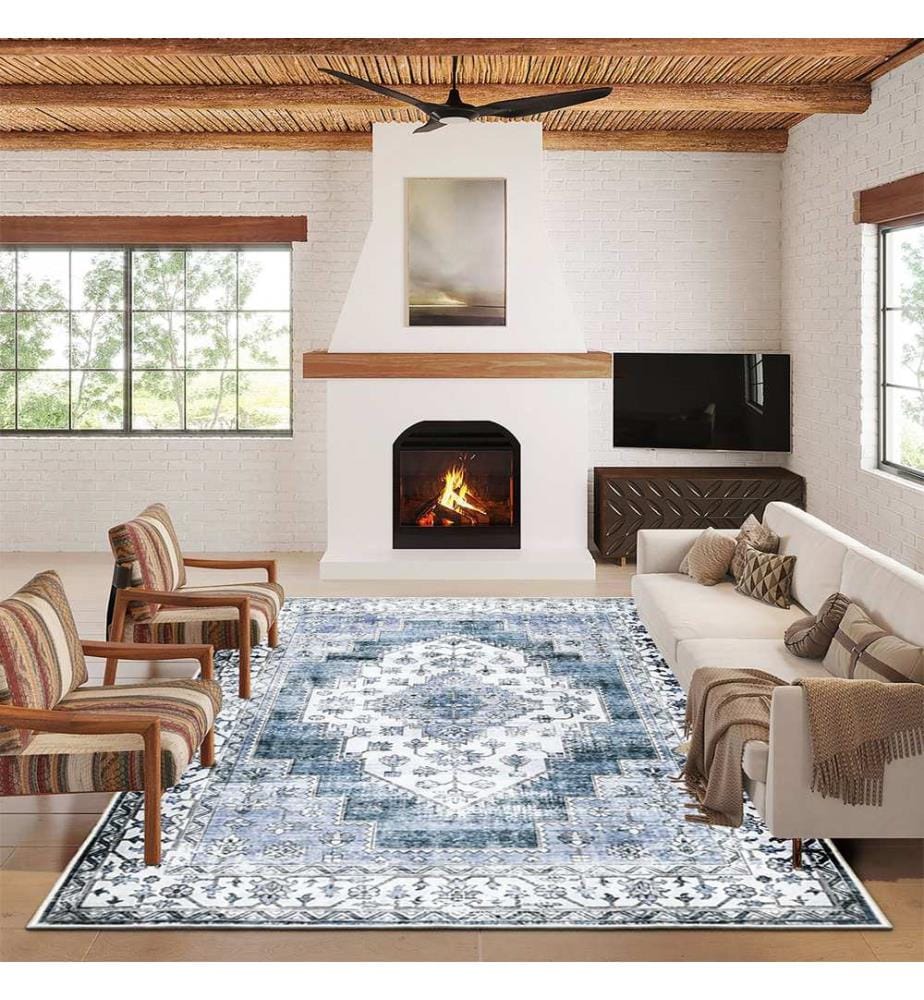 Teppich, 40 x 60, Blau, 100 % Polyester