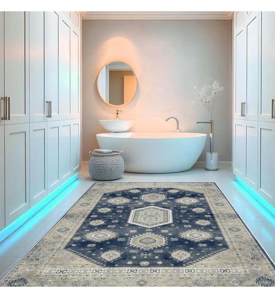 Tapis, 100 x 200, bleu marine, 100% POLYESTER