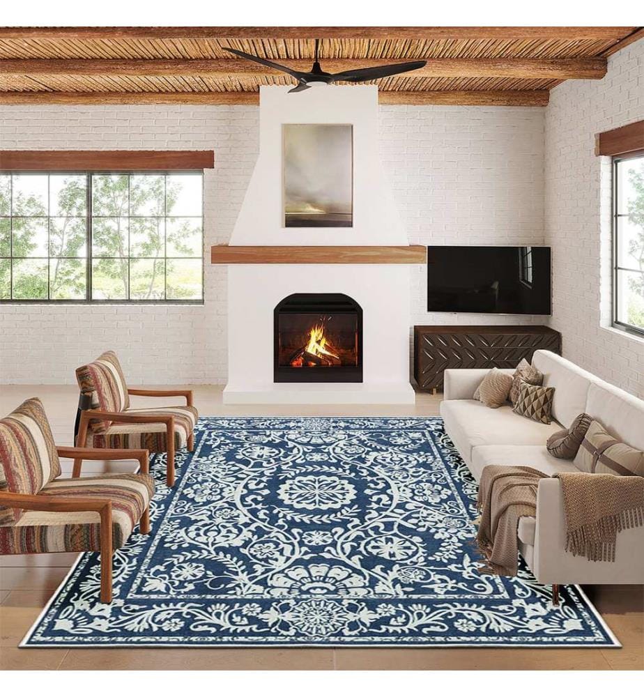 Tapis, 100 x 200, bleu marine, 100% POLYESTER