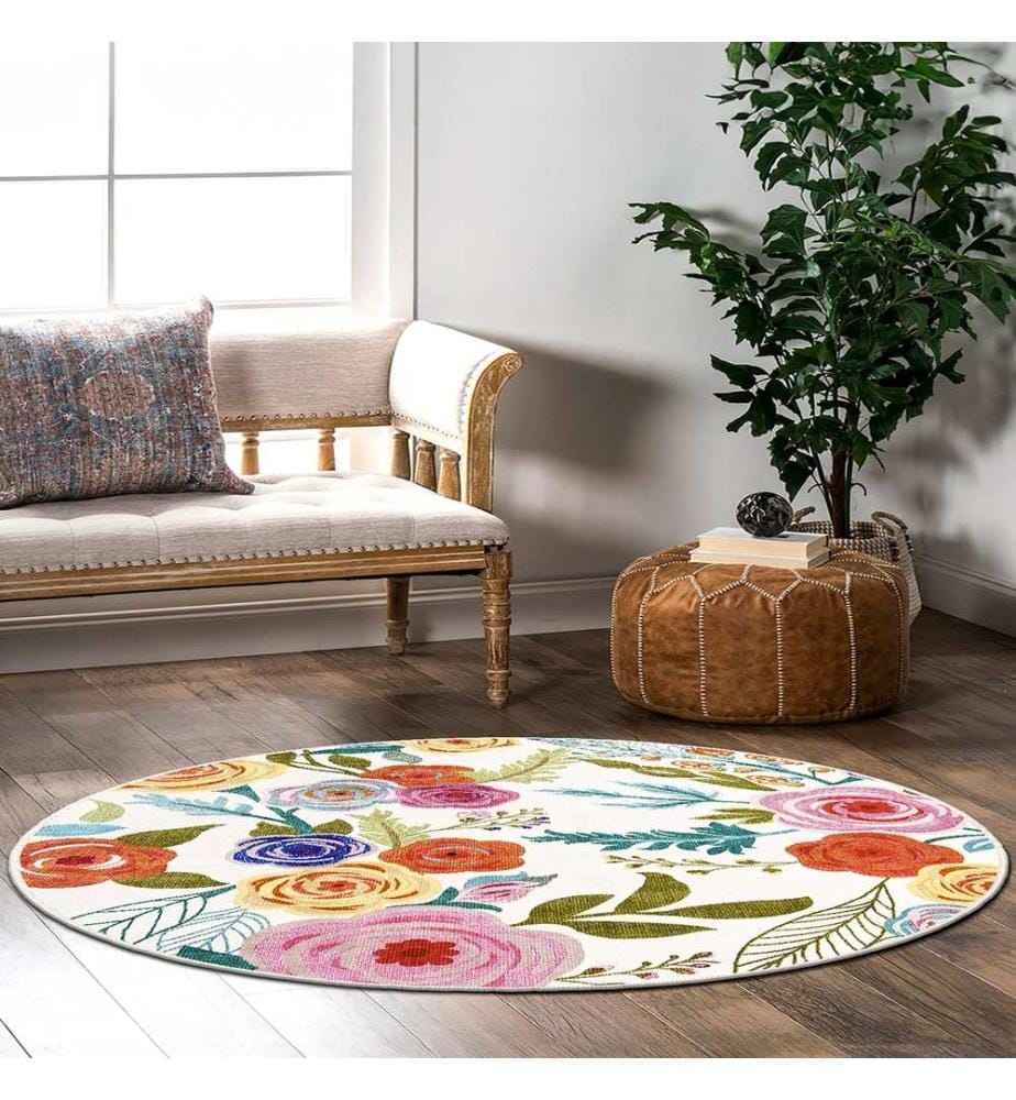 Tappeto, 90 x 90 cm, color crema, 100% poliestere