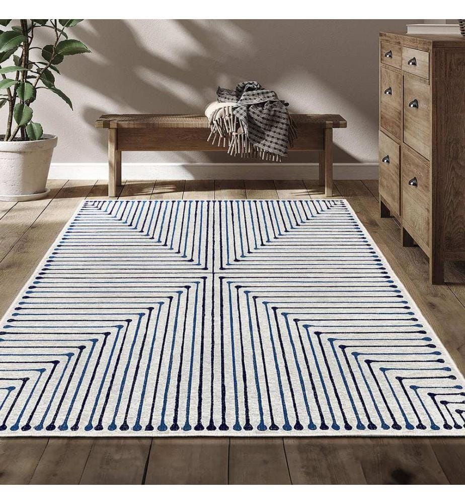 Tappeto, 120 x 180 cm, blu navy, 100% poliestere