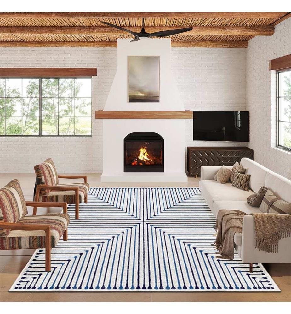 Tapis, 100 x 200, bleu marine, 100% POLYESTER