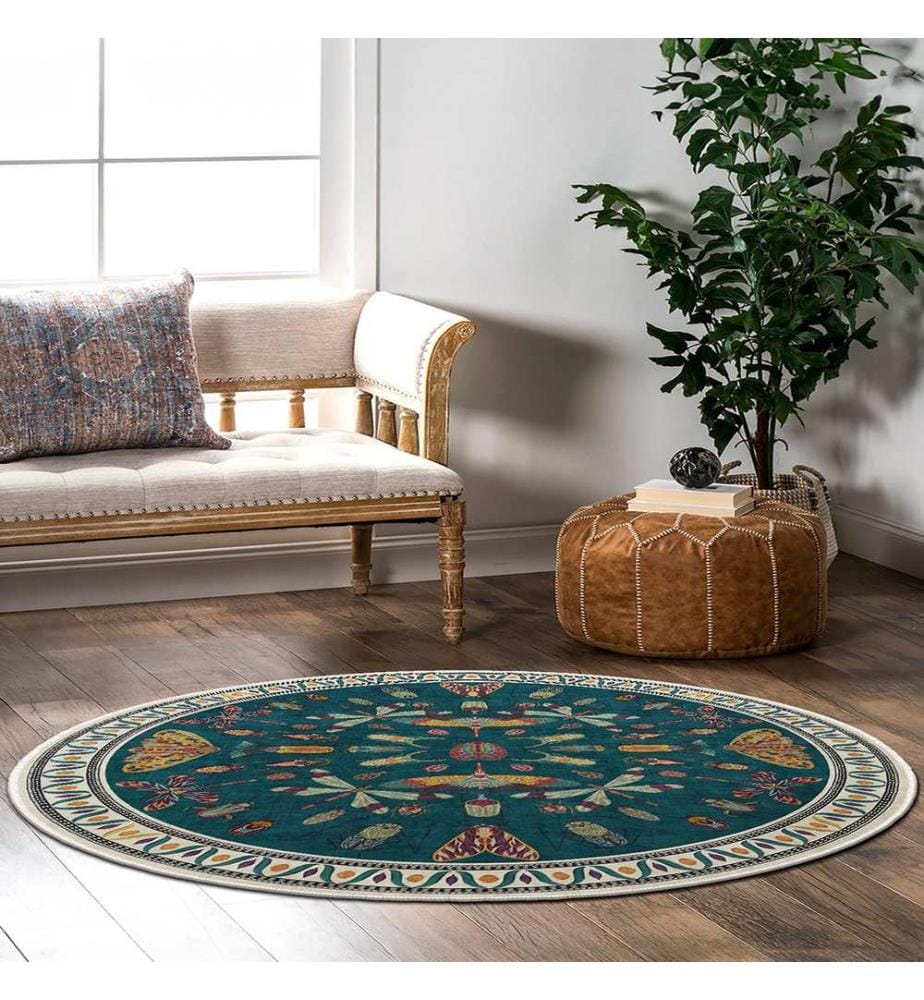 Tapis, 120 x 120, bleu, 100% POLYESTER