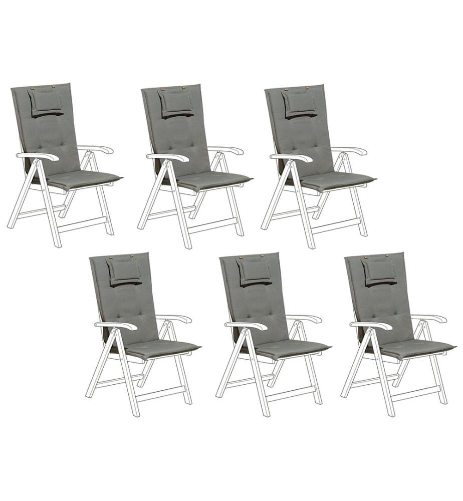 Set di 6 Cuscini Schiena/Seduta JAVA/AMANTEA 50 x 70 cm Grigio