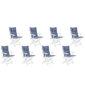 Set of 8 Back/Seat Cushions MAUI 40 x 54 cm Blue