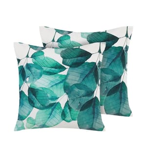 Set of 2 Outdoor Cushions TREBBO Plant Pattern 45 x 45 cm Teal