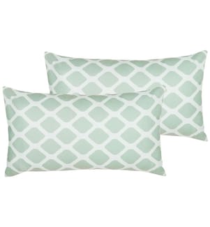 Set of 2 Outdoor Cushions KALAMOS Geometric Pattern 40 x 70 cm Mint Green